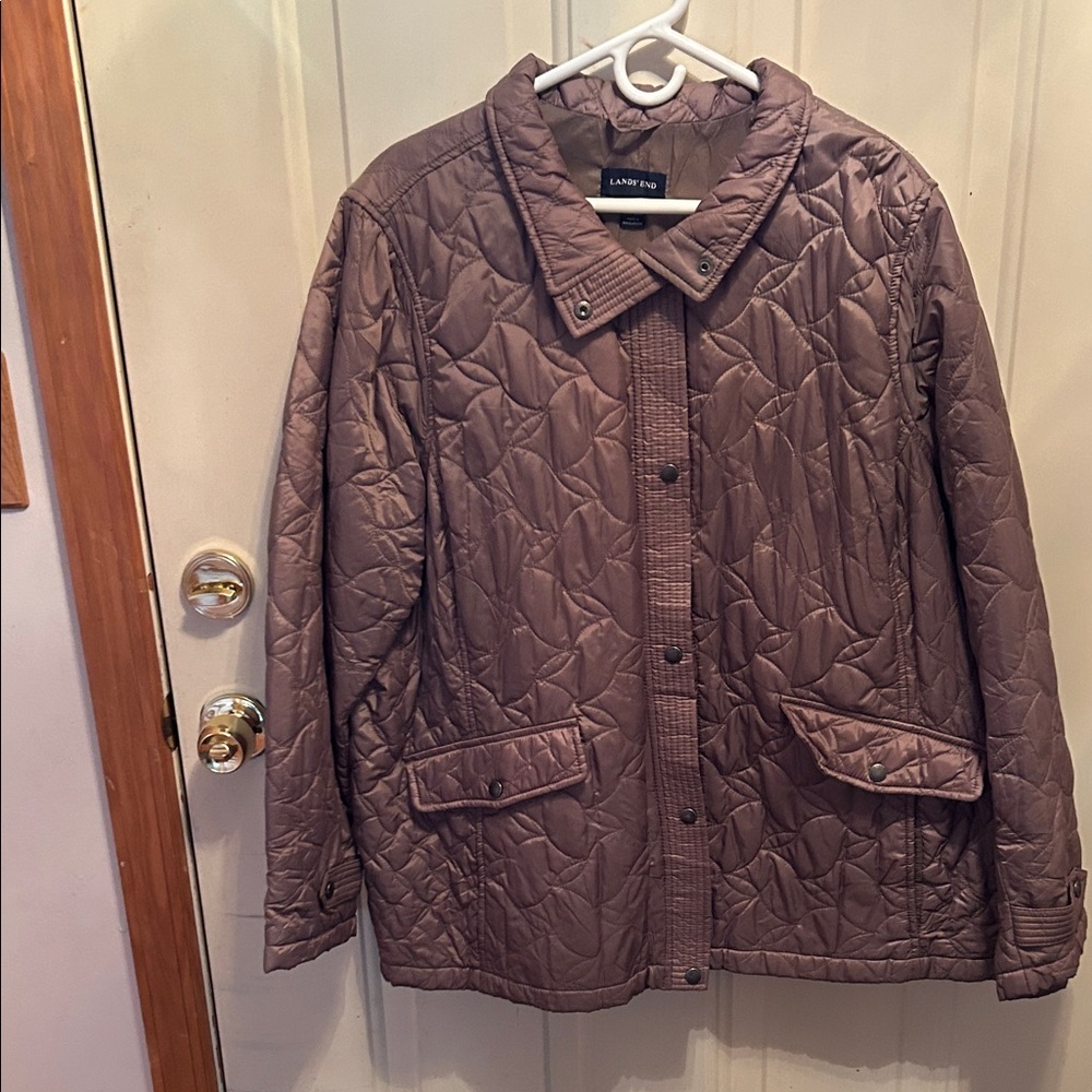 Lands' End Women's Quilted Puffer Jacket - Taupe